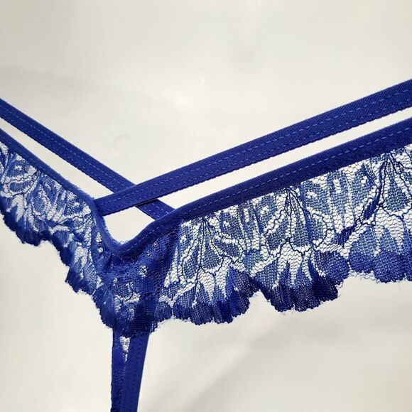 2/$20 Brand New Blue Lace G String T-Back Panties Underwear One Size - Picture 6 of 6